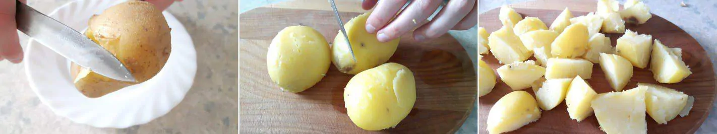 Kartoffeln mit süßem Soja-Butterdressing Schritt 4 Kartoffeln schneiden.