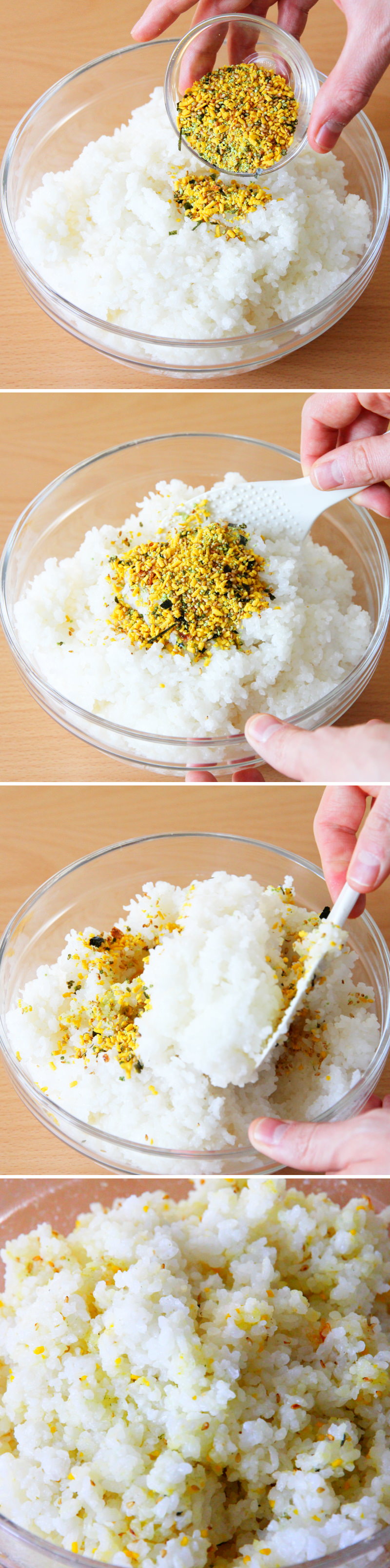 Onigiri mit Furikake Schritt 2 Reis würzen