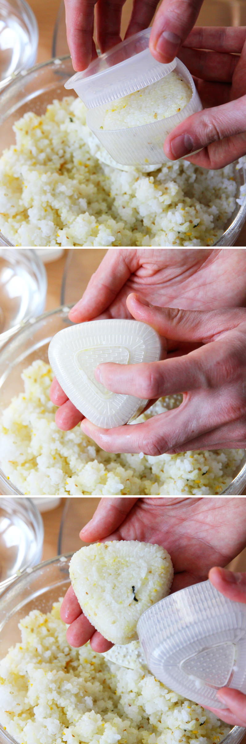 Onigiri mit Furikake Schritt 6 Onigiriformer füllen