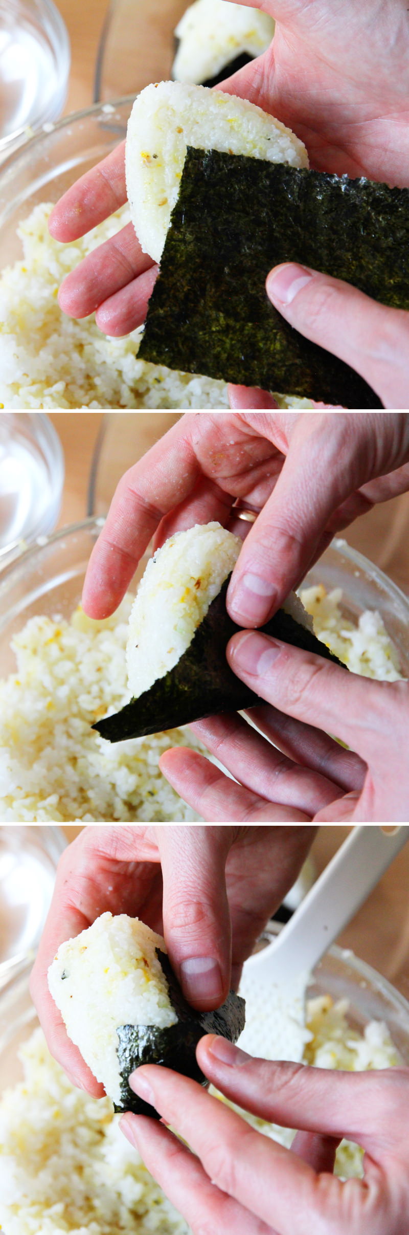 Onigiri mit Furikake Schritt 7 Onigiri umwickeln