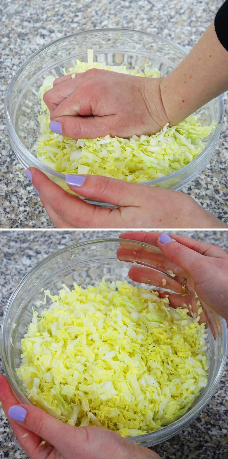 Japanischer Krautsalat Schritt 3 Kohl massieren