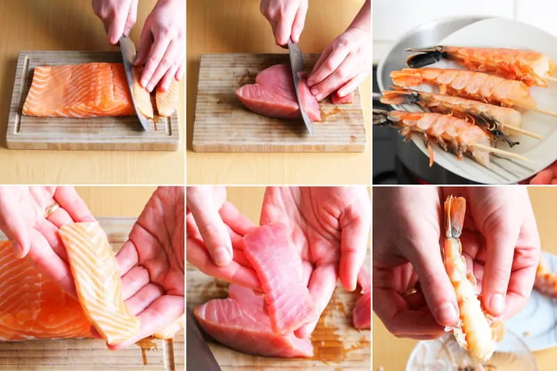 Fisch und Meeresfrüchte für Sushi