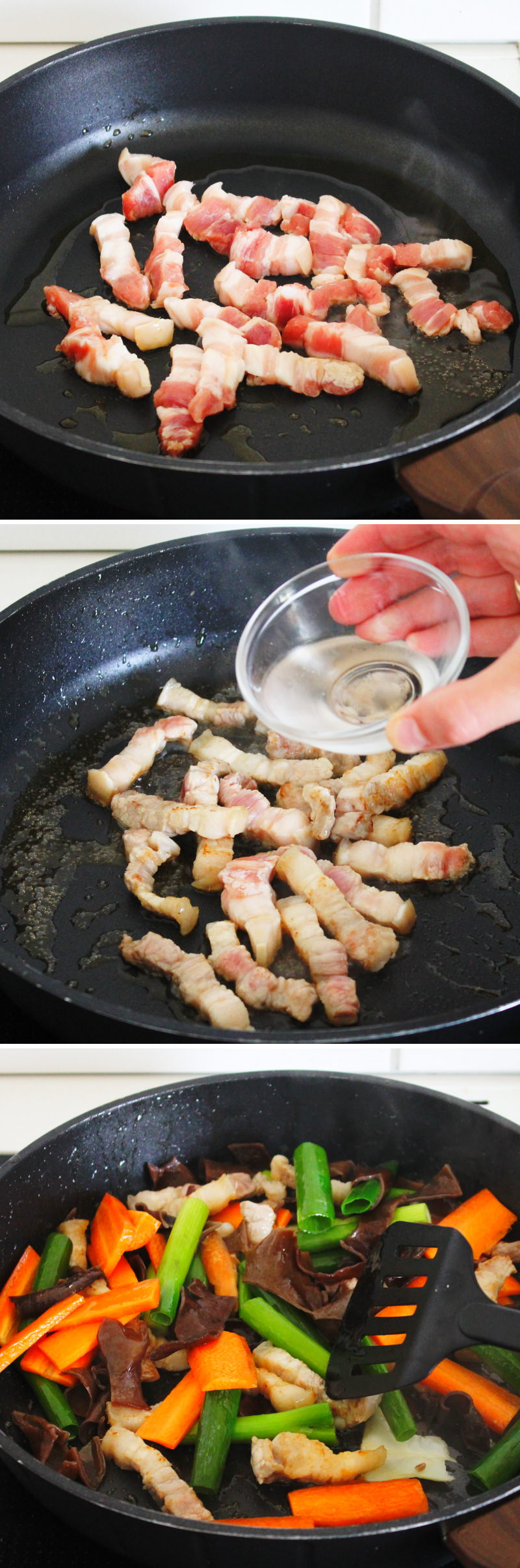 Tan-Men Schritt 6 Fleisch und Gemüse braten