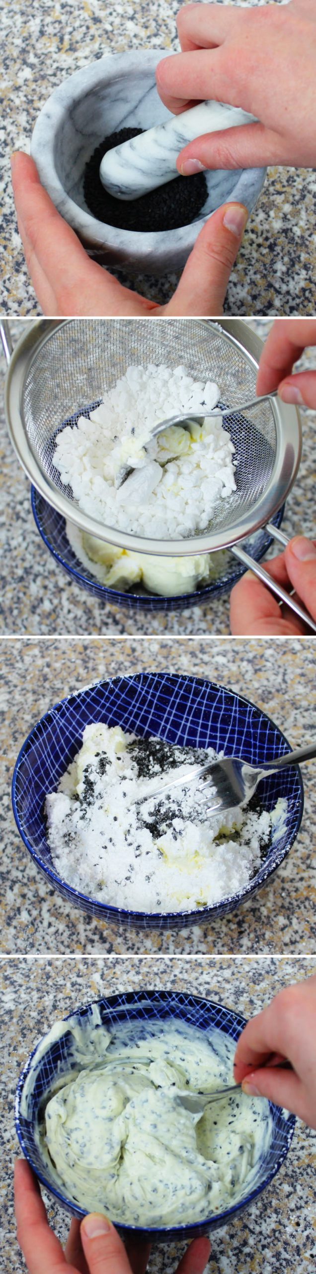 Sesam Mochi Schritt 2 Frischkäse-Füllung zubereiten