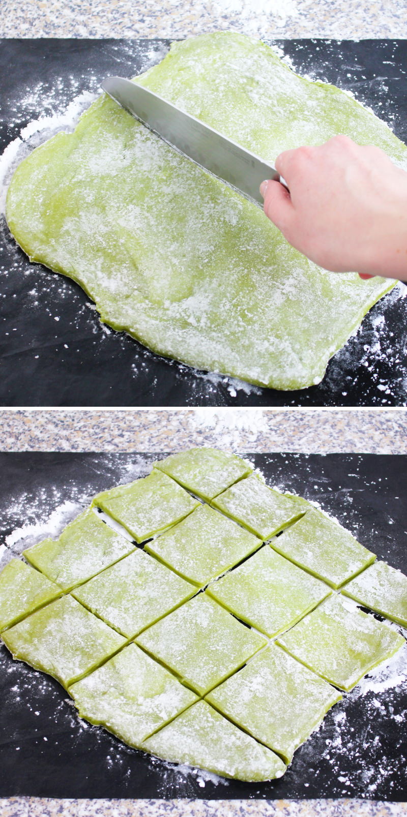 Matcha Mochi Schritt 15 Mochiteig schneiden