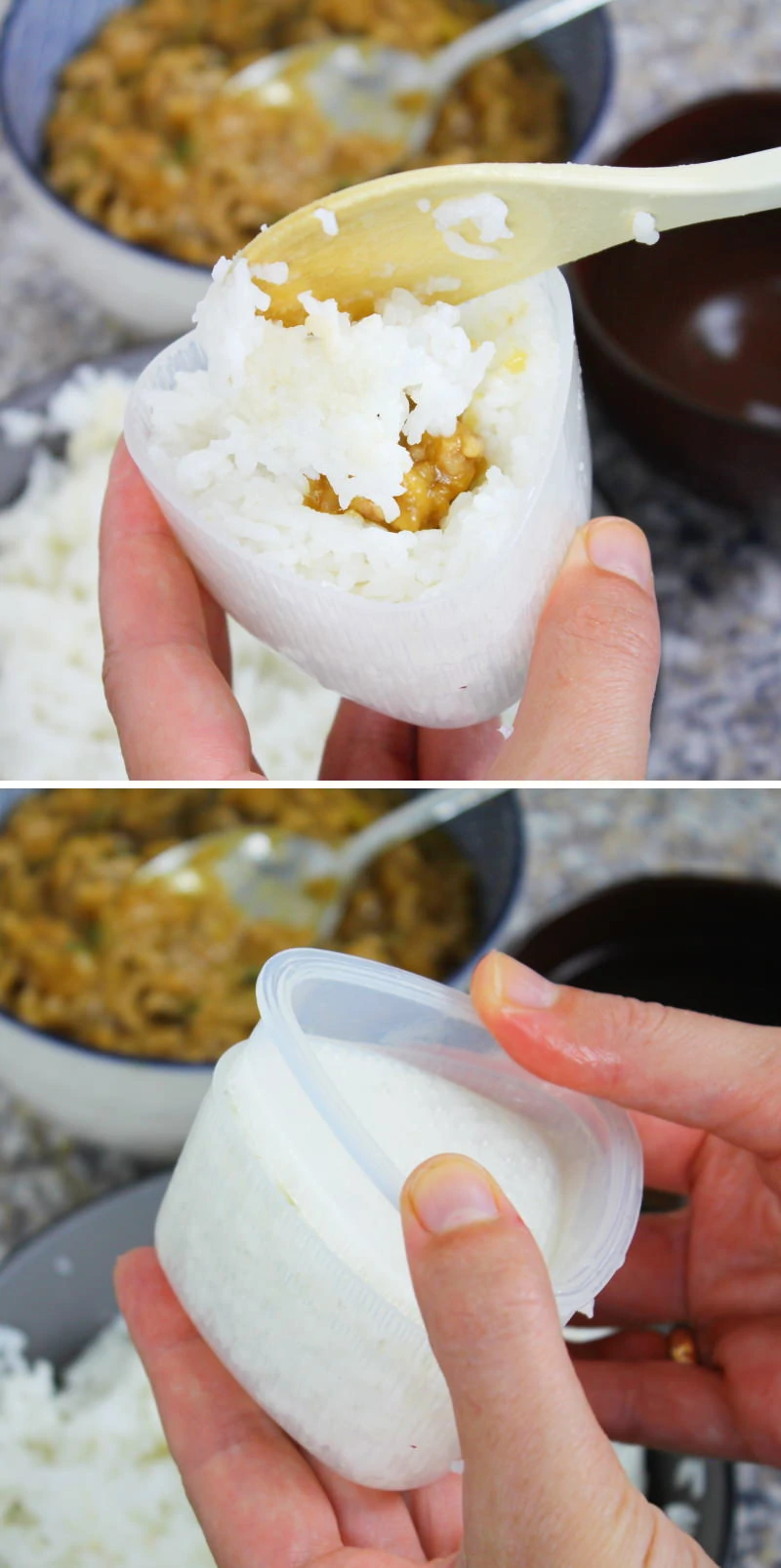 Onigiri mit ingwer-Miso-Hackfleisch Schritt 8 Reisbällchen formen
