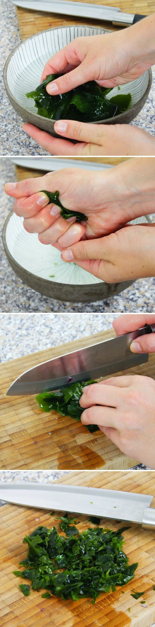 Onigiri mit Wakame Schritt 6 Algen schneiden