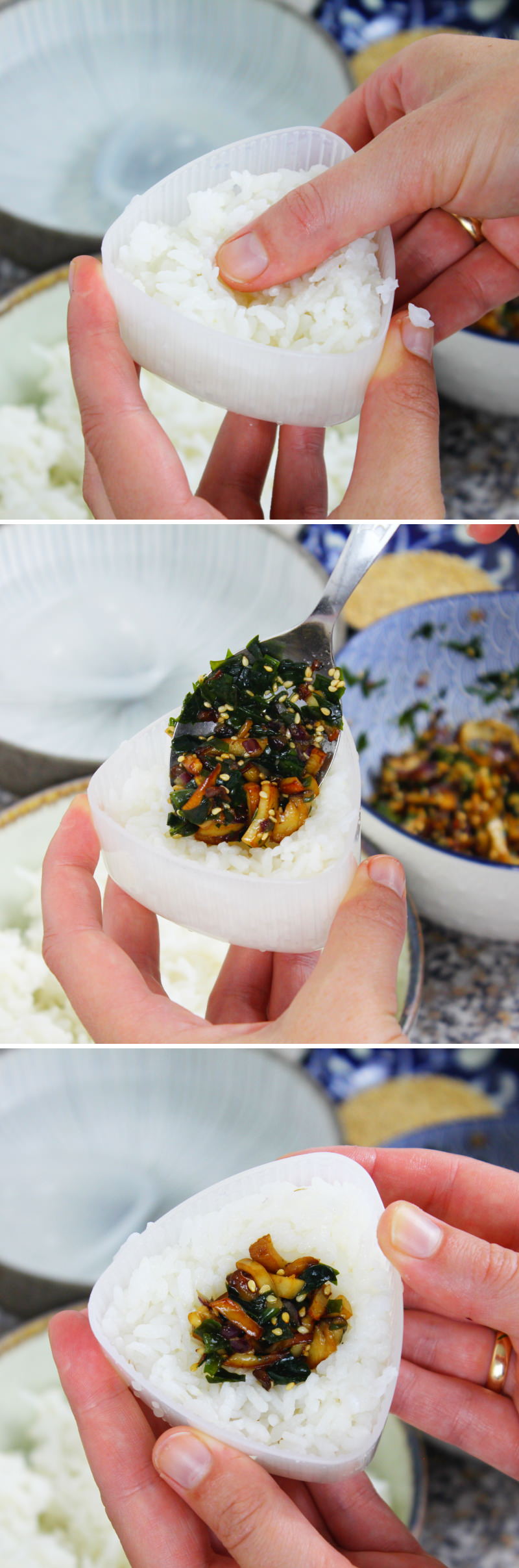 Onigiri mit Wakame Schritt 9 Reisbällchen formen