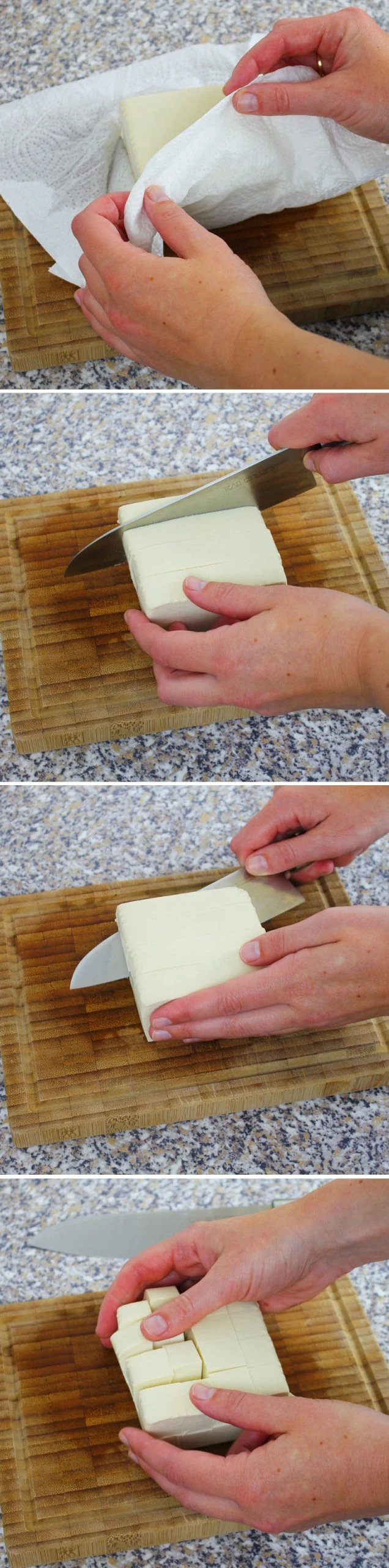 Kenchinjiru Schritt 7 Tofu schneiden