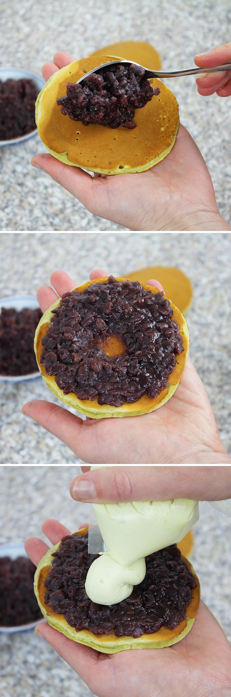 Matcha Dorayaki Schritt 11 Pfannkuchen füllen